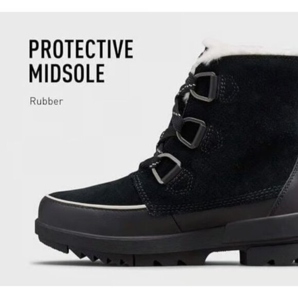 SOREL Boots TIVOLI IV Womans 8 Fur Suede Leather Waterproof Shoes Outdoor Black - Picture 6 of 16